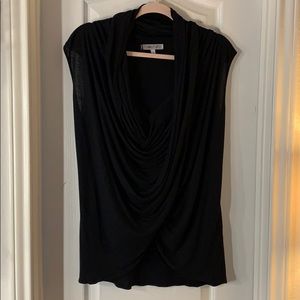 JLo Black Faux Wrap Blouse
